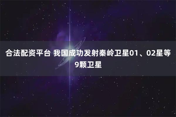 合法配资平台 我国成功发射秦岭卫星01、02星等9颗卫星